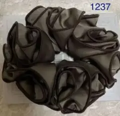 シュシュ1237サテンモカ茶カーキ×こげ茶❣️ボリューム❣️