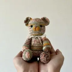 【ハンドメイド】ニューボーンフォトあみぐるみ クマ テディベア かぎ編み 手のり