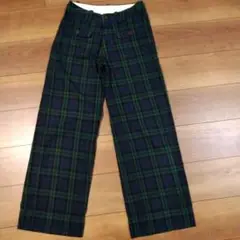 中古　フェリシモ　サニークラウズ　ブラックウォッチ　ワイドストレートパンツ　S