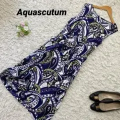 Aquascutum アクアスキュータム ペイズリー柄 ロングワンピース