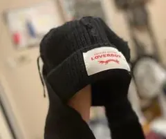 LOVERBOY ラバーボーイ ニット帽 ウサ耳 黒 ビーニーEQm