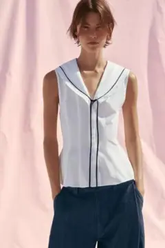 ZARA 今期リボンタイ付きポプリン製トップス　未使用タグ付き