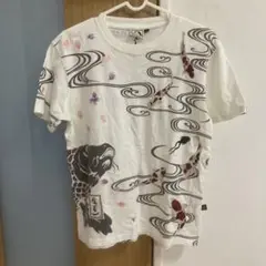 参丸一　鯉、桜、金のカエルの刺繍Tシャツ　和柄