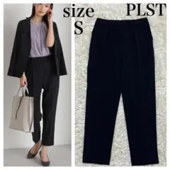 PLST プラステ ネイビー ストレッチダブルクロステーパードパンツ Sサイズ