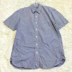 6769 無印良品 ストライプ柄半袖シャツ L コットン100% 綺麗め 羽織り