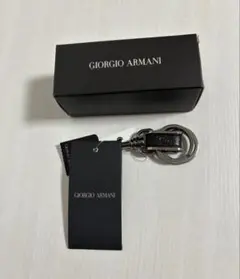 【極美品】ジョルジオアルマーニ　キーホルダー　レザー✖️シルバー金具　ブラック 2025年最新】Giorgio Armani メンズ キーホルダー・キーリングの