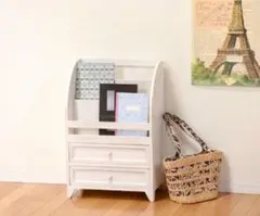 引出し付きマガジンラックアンティークホワイトひまLHYHSJB