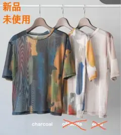 新品 Lumier 水彩アート シアー Tシャツ チャコール 未使用 リュミエ
