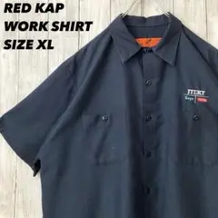 RED KAP レッドキャップ　半袖刺繍ロゴワークシャツ　XLネイビー　US古着