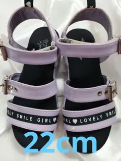 ラベンダー ストラップキッズサンダル２２cm