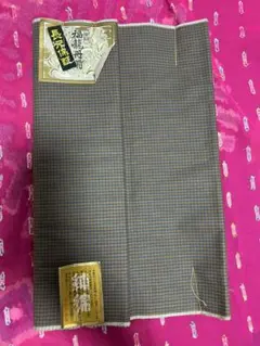 福龍丹織 木綿 反物 昭和レトロ 小格子柄 未使用　長尺