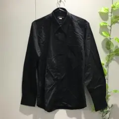【モダスビベンディ】光沢感 長袖 ブラック シャツ Lサイズ ボタンダウン