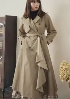 herlipto Gaba Ruffled Cotton Trench Coat