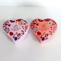 【空缶】GODIVA ハート缶 2025年　ハート　花　2個セット