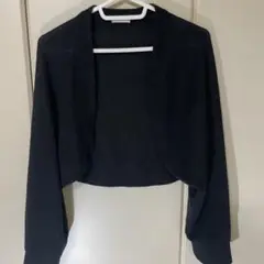 黒 クロップドニットカーディガン 長袖