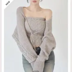 YILON Cable knit bolero bare set