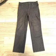 値下げしました　古着　ストライプデニムパンツ　Mサイズ