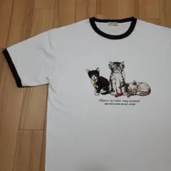 美品 フリークスストア 前後 ネコプリント Tシャツ