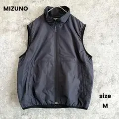 MIZUNO　ミズノ　中綿ベスト　フルジップアップ　ネイビー　無地　M シンプル
