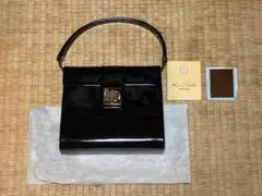 【美品】La Moda ハセガワ HASEGAWA 黒 ハンドバッグ ミラー付