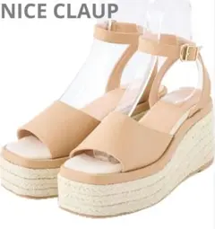 新品未使用 NICE CLAUP ナイスクラップ M キャメル 厚底 サンダル