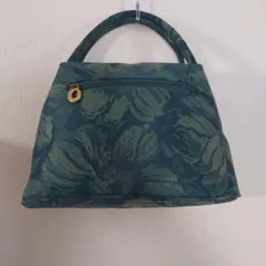 緑色の花柄ハンドバッグ