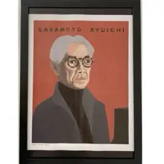 (A4額付き)坂本龍一　ymo イラスト/竹内俊太郎　タワレコ　ポスター風