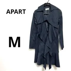 【美品】APART レディース　トレンチコート　銀ボタンデザイン　ネイビー　M
