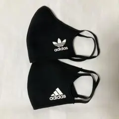 【値下げ中】アディダス　フェイスマスク　黒　ロゴ違い　2枚セット