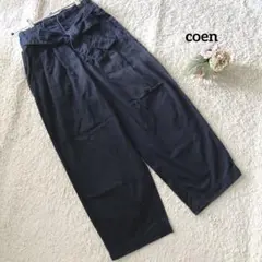 コーエン　ネイビー　ワイドパンツ　S リボン　綿100 カジュアル　coen