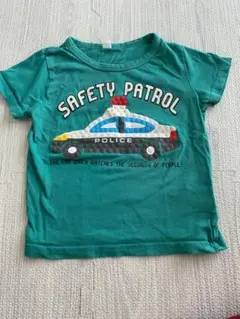 パトカー柄 グリーン緑色　Tシャツ95cm