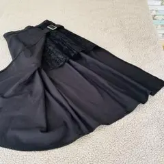 美品♦︎ロングスカート♦︎変形アシメデザイン【M】フレア レース 黒 ベルト ゴム