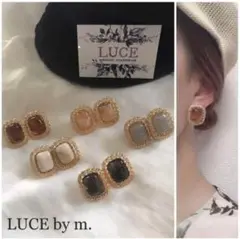 185 上品 宝石ピアス クリア マーブル ストーン 透かし ゴールド