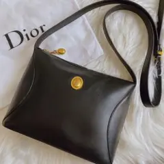 希少✨ Dior ショルダーバッグ オーバル ロゴ レザー ブラック