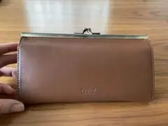 paquet cuir veritable ブラウン　レザー　長財布　がま口