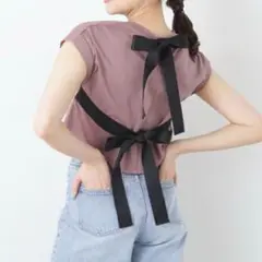 JILL by JILL STUART バックリボンカットソー ピンクブラウン