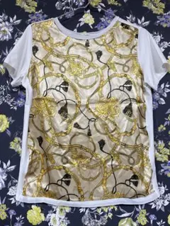 ドゥクラッセ　Do CLASSE カットソー　Tシャツ♡チェーン柄　スカーフ柄