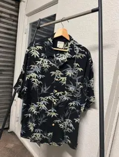 90s vintage rayon aloha shirt 墨黒 bamboo