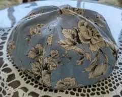 花柄　ベレー　ブルー