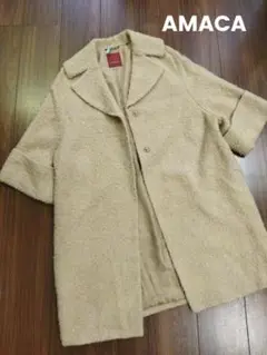 美品♪アマカ 三陽商会 モヘヤ混 コクーンコート 38