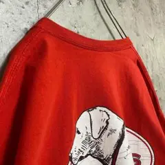 ギルダン 古着 ドッグ 犬 アニマル 両面プリント Tシャツ 半袖 XL 赤色