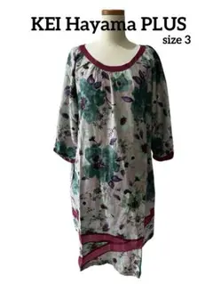 【最終値下げ】美品★KEI Hayama PLUS シルク混　花柄ワンピース 3