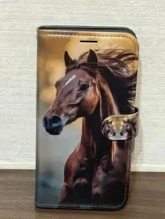 iPhone16Plus 馬デザイン 手帳型ケース