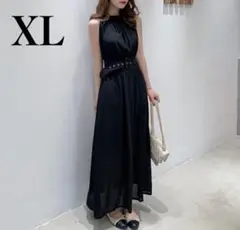 新品 春 XL ロング ワンピース パーティー ドレス 結婚式 韓国 黒