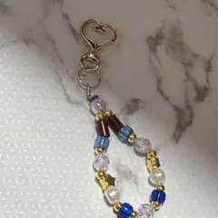 ハンドメイド ストラップ 青