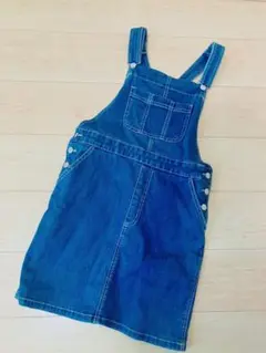 デニムジャンパースカート 100cm~150㎝の人が着れます　ポケット付き　青