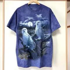 THE MOUNTAIN ザマウンテン フクロウ 月明かり 半袖 tシャツ 紫