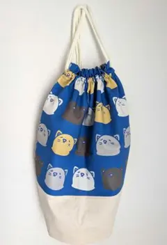猫顔デザインのナップサック