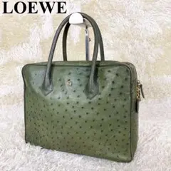 【極希少】ロエベ オーストリッチ レザートートバッグ カーキ アナグラム