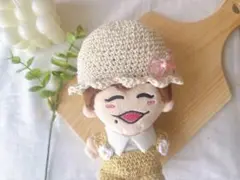 【ちびぬい帽子】麦わら風帽子　リボン付き　ピンク×アイボリー　なにわ男子